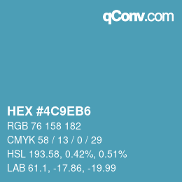 カラーコード: HEX #4C9EB6 | qconv.com