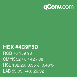 Color code: HEX #4C9F5D | qconv.com