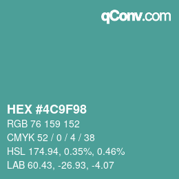颜色代码: HEX #4C9F98 | qconv.com