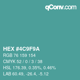 カラーコード: HEX #4C9F9A | qconv.com