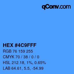 カラーコード: HEX #4C9FFF | qconv.com