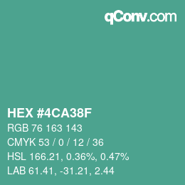 カラーコード: HEX #4CA38F | qconv.com