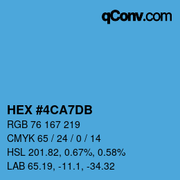 カラーコード: HEX #4CA7DB | qconv.com