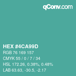 颜色代码: HEX #4CA99D | qconv.com