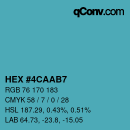 カラーコード: HEX #4CAAB7 | qconv.com
