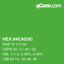 Color code: HEX #4CAD3C | qconv.com