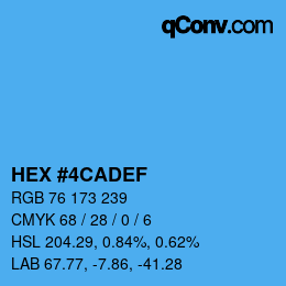 Color code: HEX #4CADEF | qconv.com