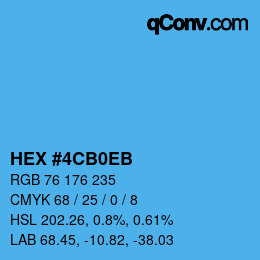 Color code: HEX #4CB0EB | qconv.com