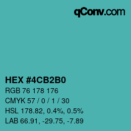 カラーコード: HEX #4CB2B0 | qconv.com