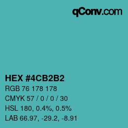 カラーコード: HEX #4CB2B2 | qconv.com