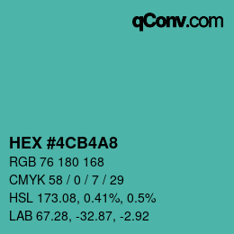 Color code: HEX #4CB4A8 | qconv.com