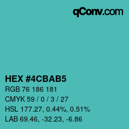 颜色代码: HEX #4CBAB5 | qconv.com