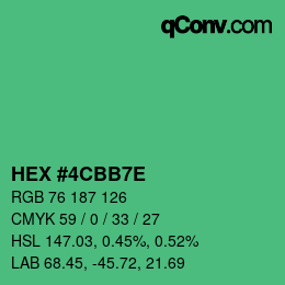 カラーコード: HEX #4CBB7E | qconv.com