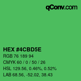 Farbcode: HEX #4CBD5E | qconv.com