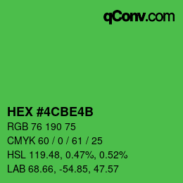Color code: HEX #4CBE4B | qconv.com
