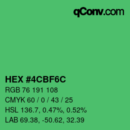 カラーコード: HEX #4CBF6C | qconv.com