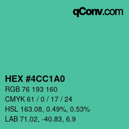 Color code: HEX #4CC1A0 | qconv.com