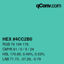 Color code: HEX #4CC2B0 | qconv.com