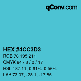 颜色代码: HEX #4CC3D3 | qconv.com