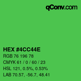 Color code: HEX #4CC44E | qconv.com