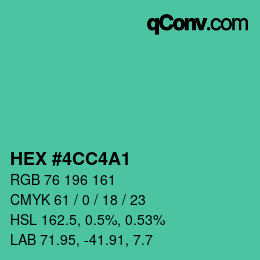 Farbcode: HEX #4CC4A1 | qconv.com