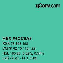 Color code: HEX #4CC6A8 | qconv.com