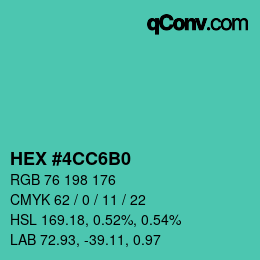 Color code: HEX #4CC6B0 | qconv.com