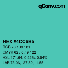 Color code: HEX #4CC6B5 | qconv.com