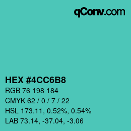 Color code: HEX #4CC6B8 | qconv.com