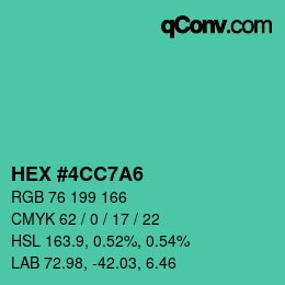 颜色代码: HEX #4CC7A6 | qconv.com