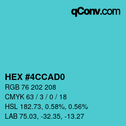 Color code: HEX #4CCAD0 | qconv.com