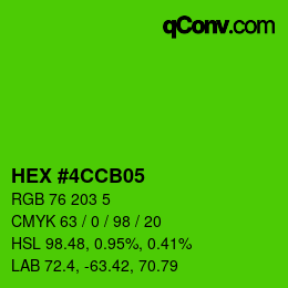 Color code: HEX #4CCB05 | qconv.com