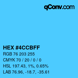 Color code: HEX #4CCBFF | qconv.com