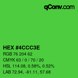 Color code: HEX #4CCC3E | qconv.com