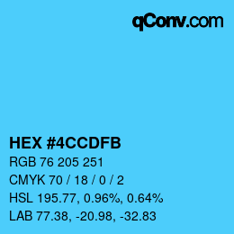颜色代码: HEX #4CCDFB | qconv.com
