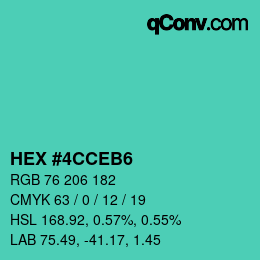 Color code: HEX #4CCEB6 | qconv.com