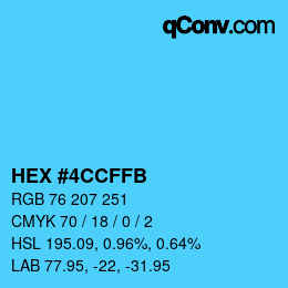 Color code: HEX #4CCFFB | qconv.com