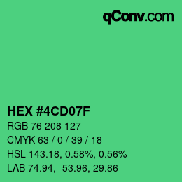 Color code: HEX #4CD07F | qconv.com