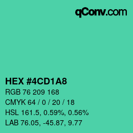 颜色代码: HEX #4CD1A8 | qconv.com