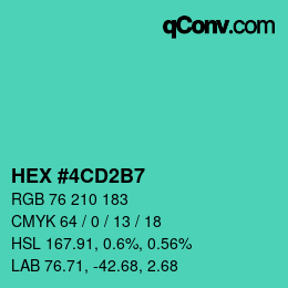 カラーコード: HEX #4CD2B7 | qconv.com
