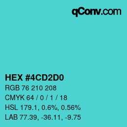 Color code: HEX #4CD2D0 | qconv.com