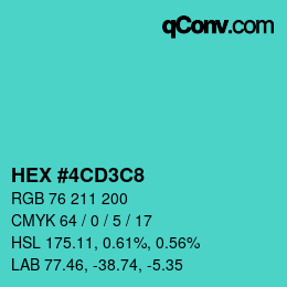 Color code: HEX #4CD3C8 | qconv.com