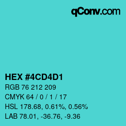 Color code: HEX #4CD4D1 | qconv.com