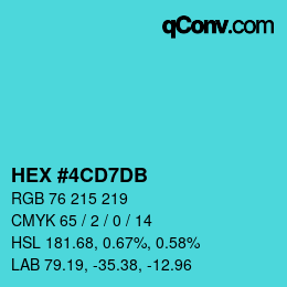 カラーコード: HEX #4CD7DB | qconv.com