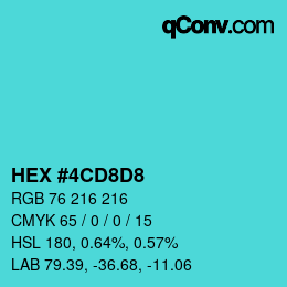 Color code: HEX #4CD8D8 | qconv.com
