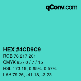 Color code: HEX #4CD9C9 | qconv.com