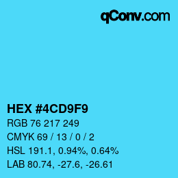 カラーコード: HEX #4CD9F9 | qconv.com