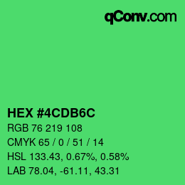 カラーコード: HEX #4CDB6C | qconv.com