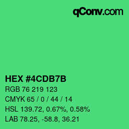 カラーコード: HEX #4CDB7B | qconv.com