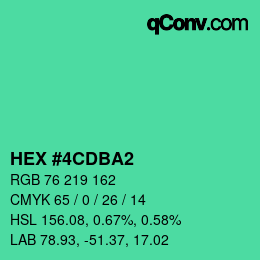 Color code: HEX #4CDBA2 | qconv.com